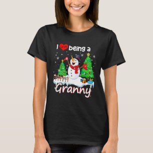 Camiseta Eu Adoro Ser Um Boneco de Neve de Natal da Vovó Es