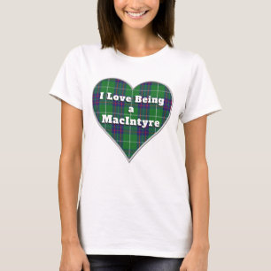 Camiseta Eu adoro ser um coração de Xadrez de Clã Tartan Ma