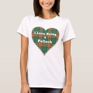 Camiseta Eu adoro ser um Coração Xadrez de Tartan Clã Po