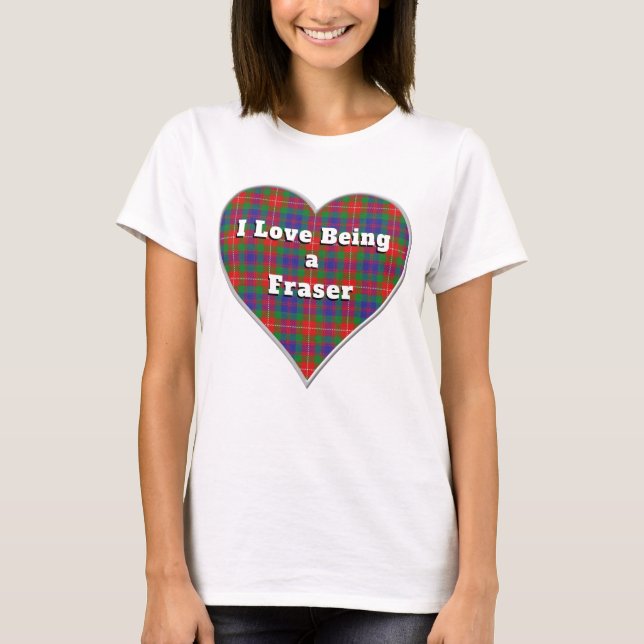 Camiseta Eu adoro ser um fraser Lovat Clan Tartan Heart (Frente)