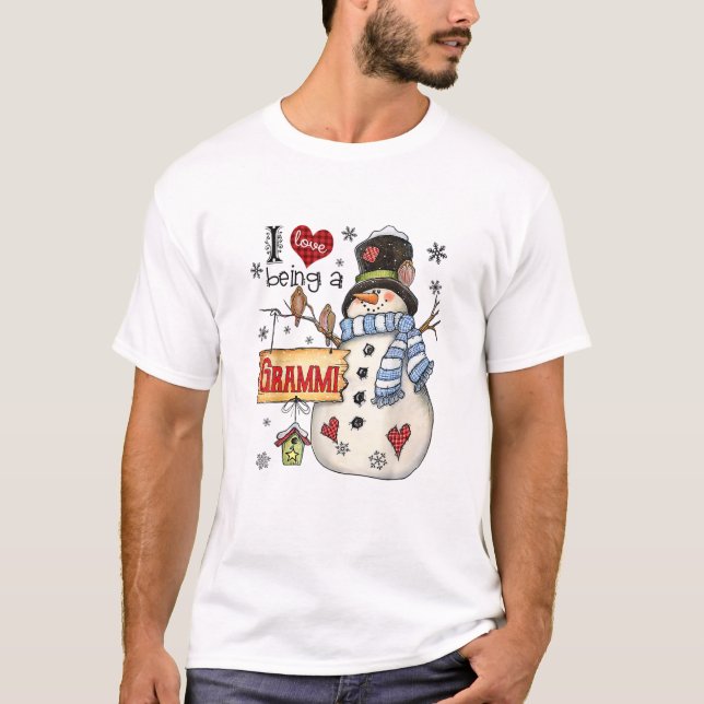 Camiseta Eu Adoro Ser Um Grammi Snowman Um Natal Engraçado (Frente)