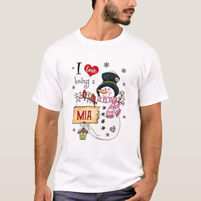 Camiseta Eu Adoro Ser Um Mia Snowman Natal Engraçado Xmas (Frente)