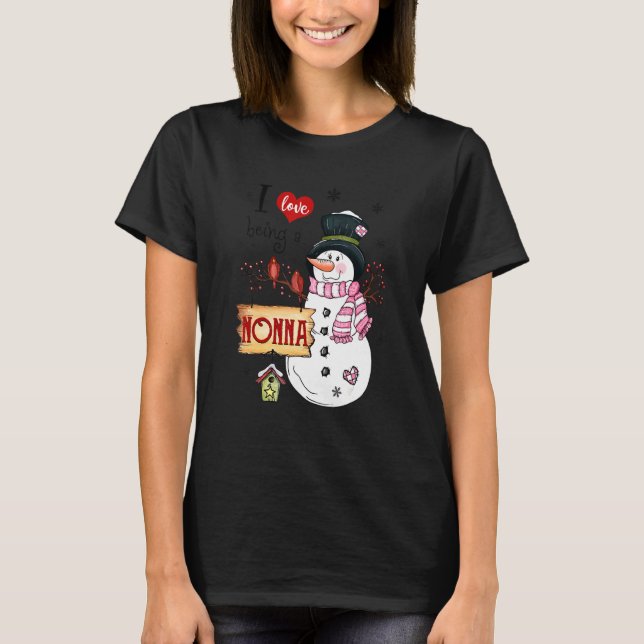 Camiseta Eu Adoro Ser Um Natal De Nonna Snowman Engraçado X (Frente)