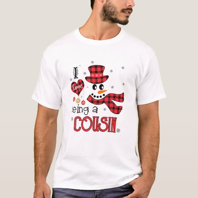 Camiseta Eu Adoro Ser Um Primo Snowman, Um Natal Engraçado. (Frente)