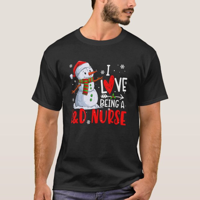 Camiseta Eu Adoro Ser Uma Enfermeira LD Snowman De Natal La (Frente)