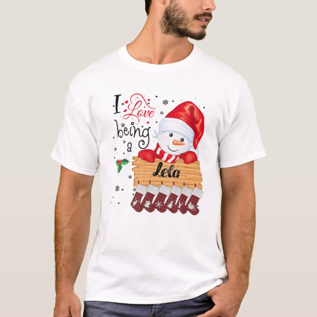 Camiseta Eu Adoro Ser Uma Família Lela Snowman Natal Xmas (Frente)