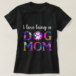Camiseta Eu adoro ser uma "Mãe Cachorra" Texto Floral Text