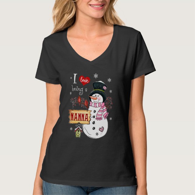 Camiseta Eu Adoro Ser Uma Nanna Snowman Natal Engraçado Xma (Frente)