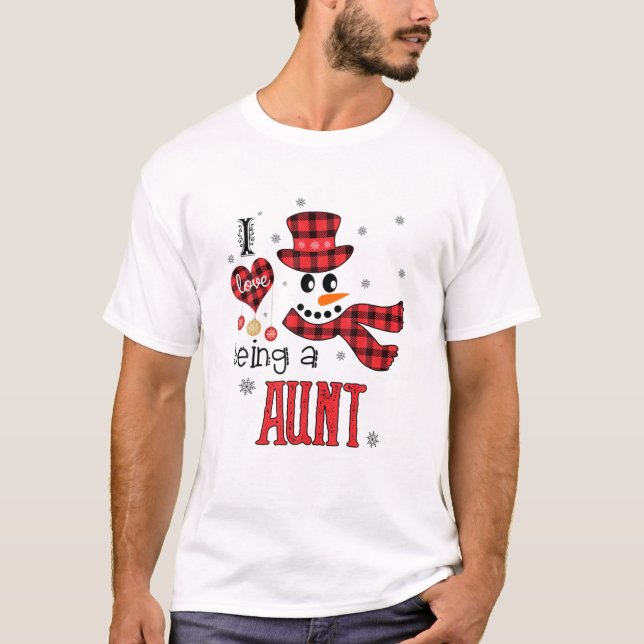 Camiseta Eu Adoro Ser Uma Tia Snowman Feliz Natal (Frente)