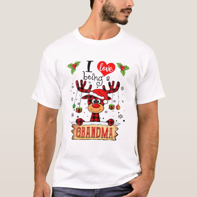 Camiseta Eu Adoro Ser Uma Vovó Reindeer De Natal Engraçado  (Frente)