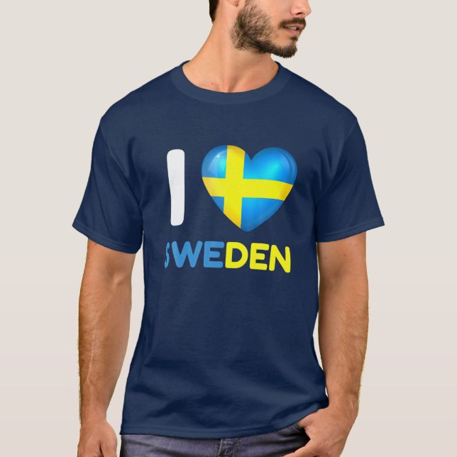 Camiseta Eu adoro Suecia I Heart Swedish Suecia Family (Frente)