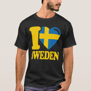 Camiseta Eu adoro Suecia Nacional e Suecia de bandeira suec