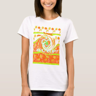 Camiseta Eu adoro Surf: Belo Floral com Legal Arte de Texto