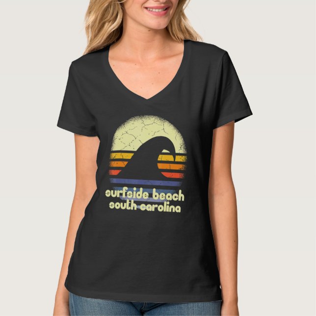 Camiseta Eu Adoro Surfside Beach South Carolina Ocean Wave  (Frente)