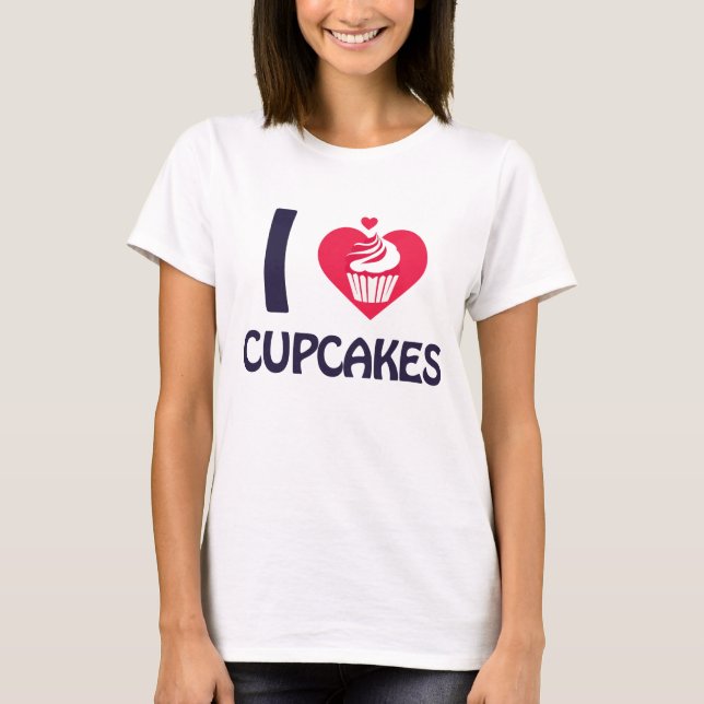 Camiseta Eu adoro T-Shirt de Cupcakes (Frente)