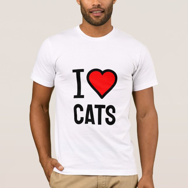 Camiseta Eu adoro T-Shirt de gatos (Frente)