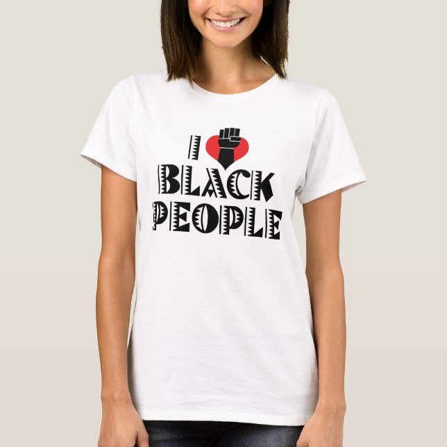 Camiseta Eu adoro T-Shirt Pessoas Negra (Frente)