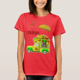 Camiseta Eu adoro Tacos Pequeno Taco Caminhão Mulheres