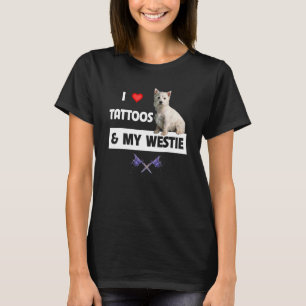 Camiseta Eu adoro tatuagens e o meu cão ocidental Highland