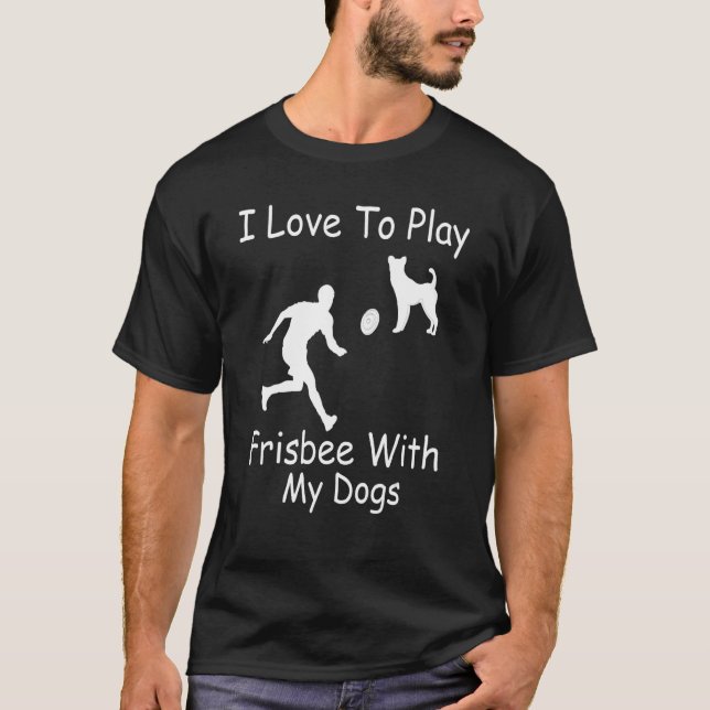 Camiseta Eu Adoro Tocar Frisbee Com Meu Cachorro Divertido  (Frente)
