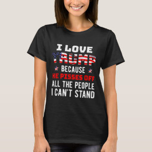 Camiseta Eu Adoro Trump Porque Ele Irrita As Pessoas Que Eu