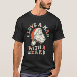 Camiseta Eu adoro um homem com barba retro Papais noeis Nat