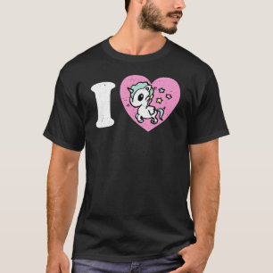 Camiseta Eu adoro Unicórnios Coração Bonita, Legal Magia pa