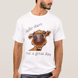 Camiseta Eu adoro vacas! Fechar Vaca/texto editável