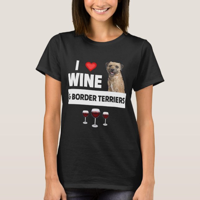 Camiseta Eu adoro vinho e bordas Cachorros Cachorros Mãe Pa (Frente)