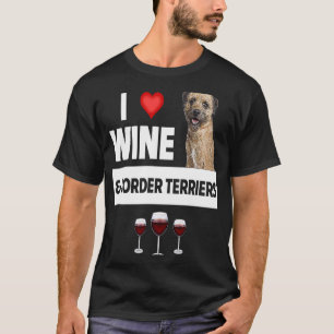 Camiseta Eu adoro vinho e bordas Cachorros Cachorros Mãe Pa