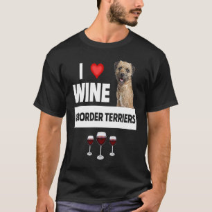 Camiseta Eu adoro vinho e bordas Cachorros Cachorros Mãe Pa