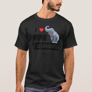 Camiseta Eu adoro vinho e elefantes Bebendo Safari Africano