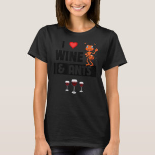 Camiseta Eu adoro vinho e formigas Fazenda acampamento de B