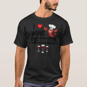 Camiseta Eu adoro vinho e lagosta Cajun ferve marisco Drink