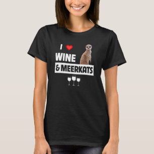 Camiseta Eu adoro vinho e Meerkats Pai Bebendo Red Whit