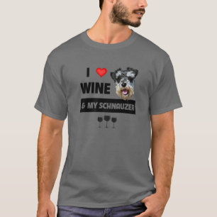 Camiseta Eu Adoro Vinho E Meu Cachorro Pai Schnauzer Mãe Ad