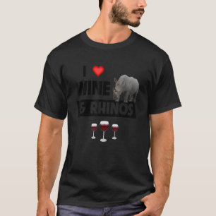 Camiseta Eu adoro vinho e rinocerontes Bebendos do Rinocero