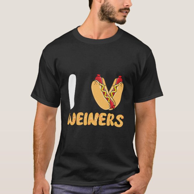 Camiseta Eu Adoro Weiners Frank Sausage Bun Funny Hotdog Lo (Frente)