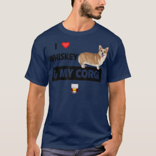 Camiseta Eu adoro Whiskey e o meu Pai Corgi Mãe Bebendo Cac