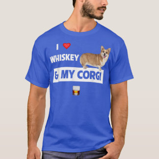 Camiseta Eu adoro Whiskey e o meu Pai Corgi Mãe Bebendo Cac
