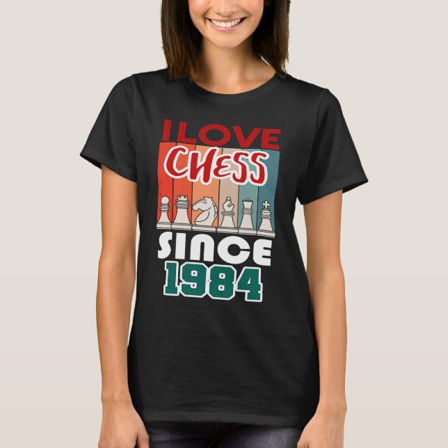 Camiseta Eu adoro xadrez desde 1984 (Frente)