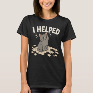 Camiseta Eu Ajudou o Gato Divertido e Amante de Puzzles