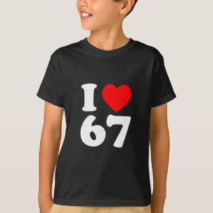 Camiseta Eu Amo 67 Anos de Idade Festa de Aniversário de 67