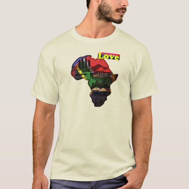 Camiseta Eu amo a África Tee impressão (Frente)