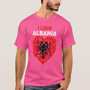 Camiseta Eu Amo A Albânia Orgulhosa De Ser Bandeira Albanes