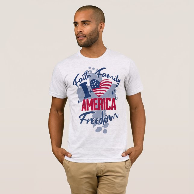 Camiseta Eu amo a América 4 de julho T-Shirt masculina (Frente Completa)