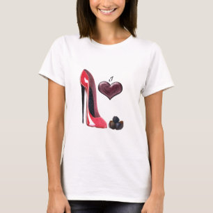 Camiseta Eu amo a arte vermelha dos calçados e dos