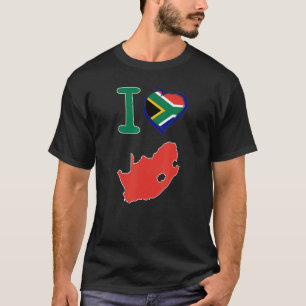 Camiseta Eu amo a bandeira da África do Sul em forma de um