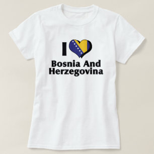 Camiseta Eu Amo a Bandeira da Bósnia e Herzegovina