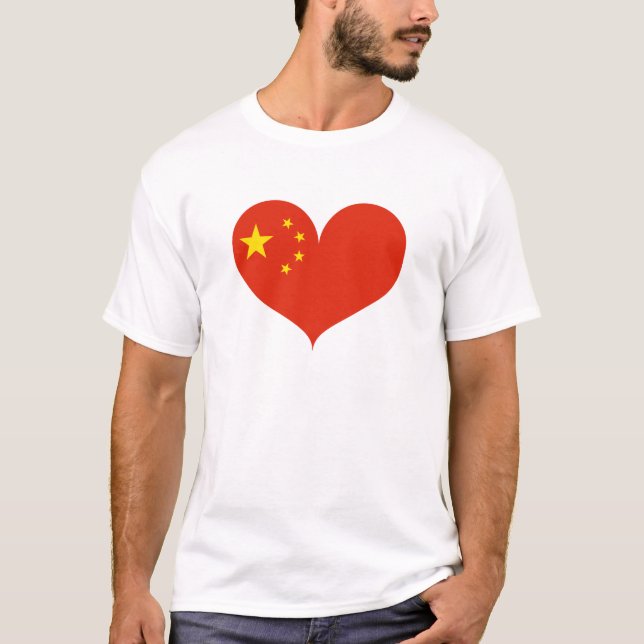 Camiseta Eu amo a bandeira da China (Frente)